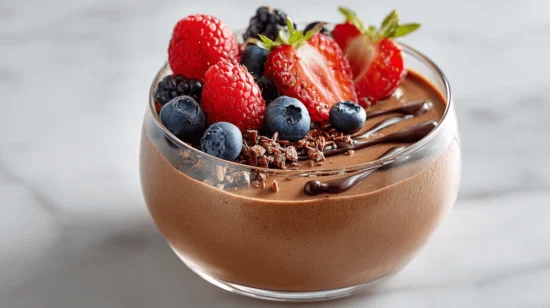 Cottage Cheese Chocolate Mousse with Fresh Berries – Healthy Protein Dessert