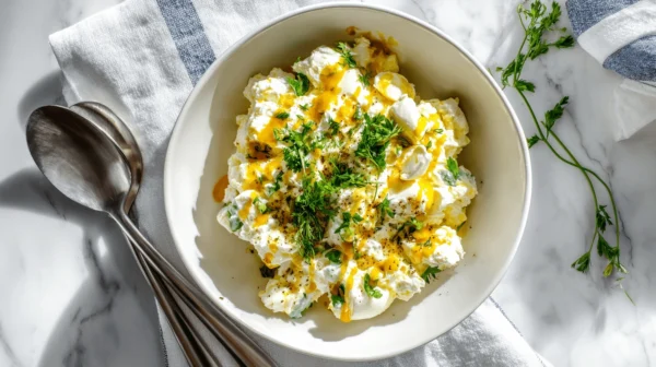Healthy Cottage Cheese Egg Salad with Dijon and Scallions