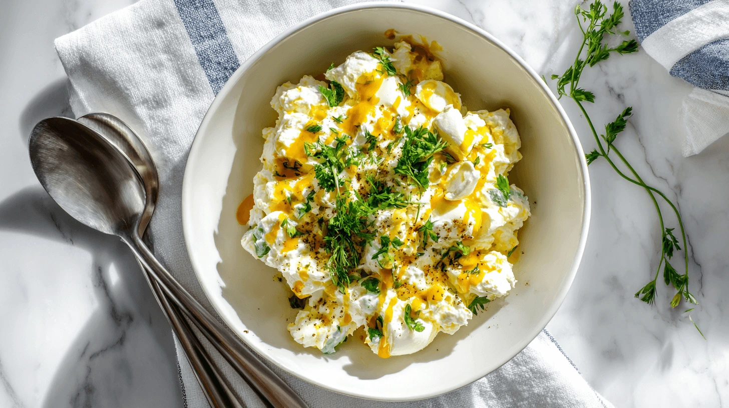 Healthy Cottage Cheese Egg Salad with Dijon and Scallions