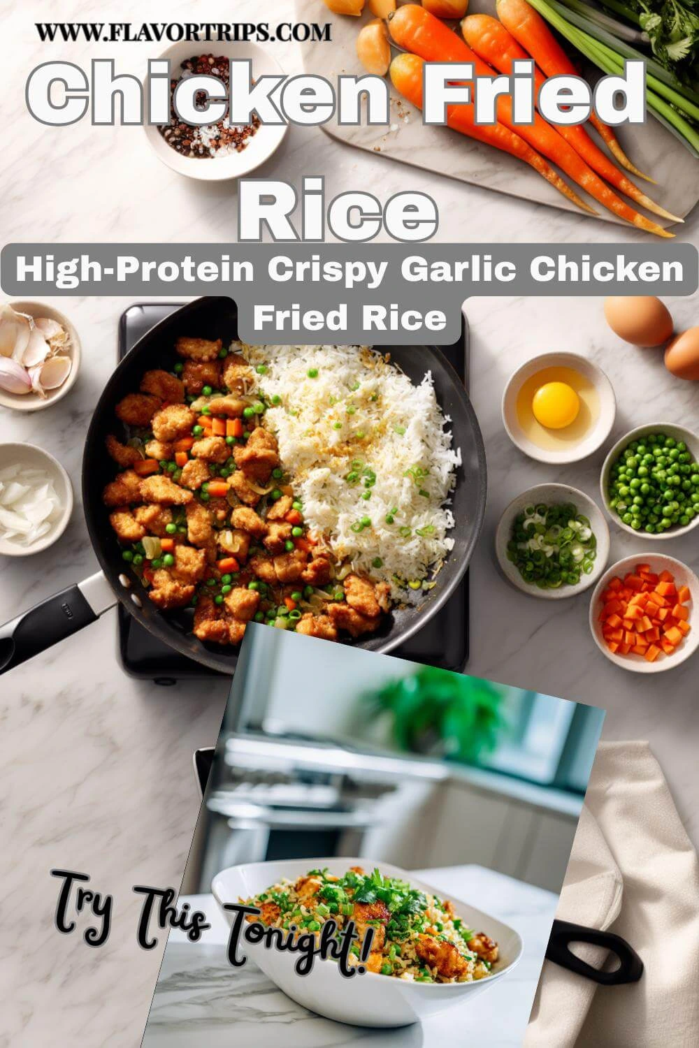 Crispy Garlic Chicken Fried Rice in the Making – 45° Cooking Process