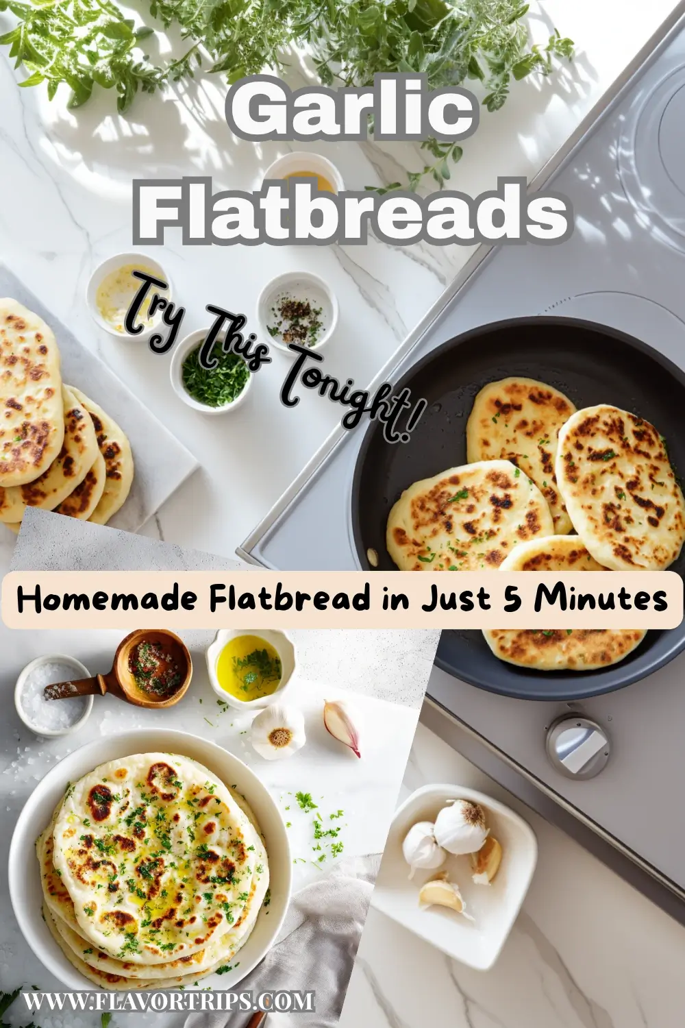 Quick & Easy Homemade Garlic Flatbread Recipe (No Yeast)