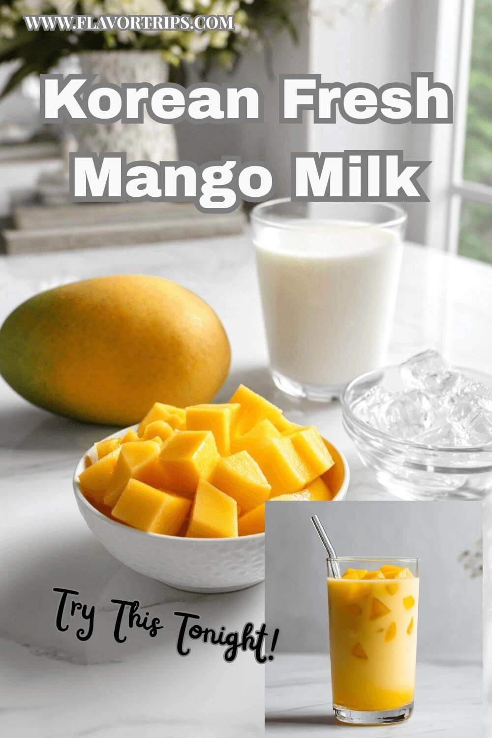 Fresh Mango Milk Drink Ingredients – Korean Café-Style Prep