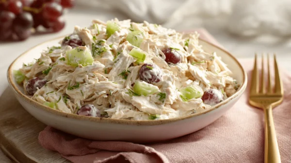 Creamy shredded chicken salad with