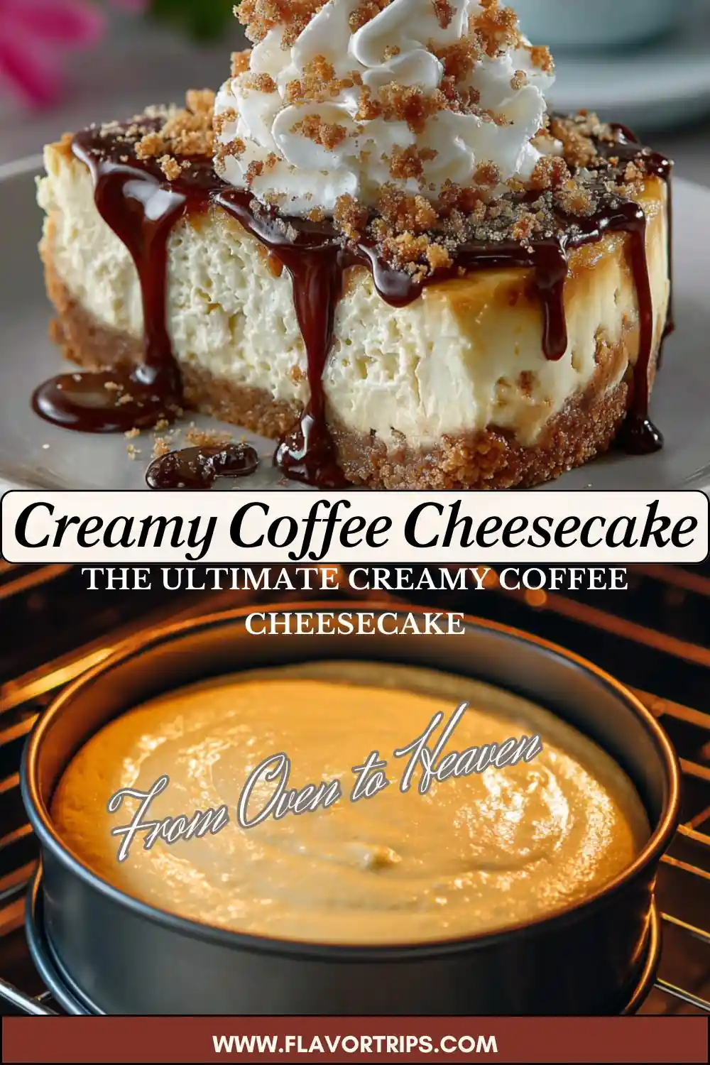 Coffee Cheesecake Baking in Modern Oven