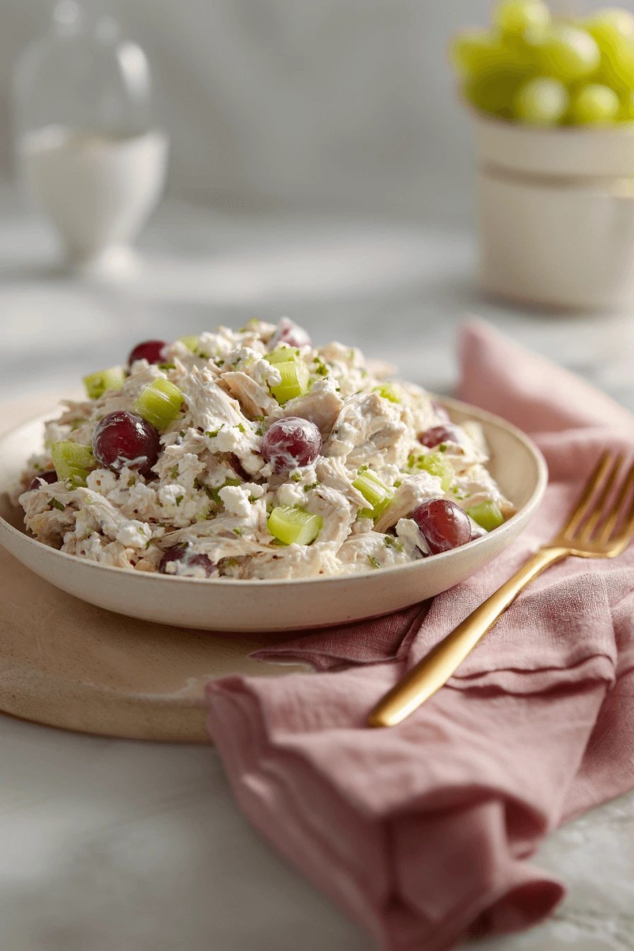 Creamy shredded chicken salad with