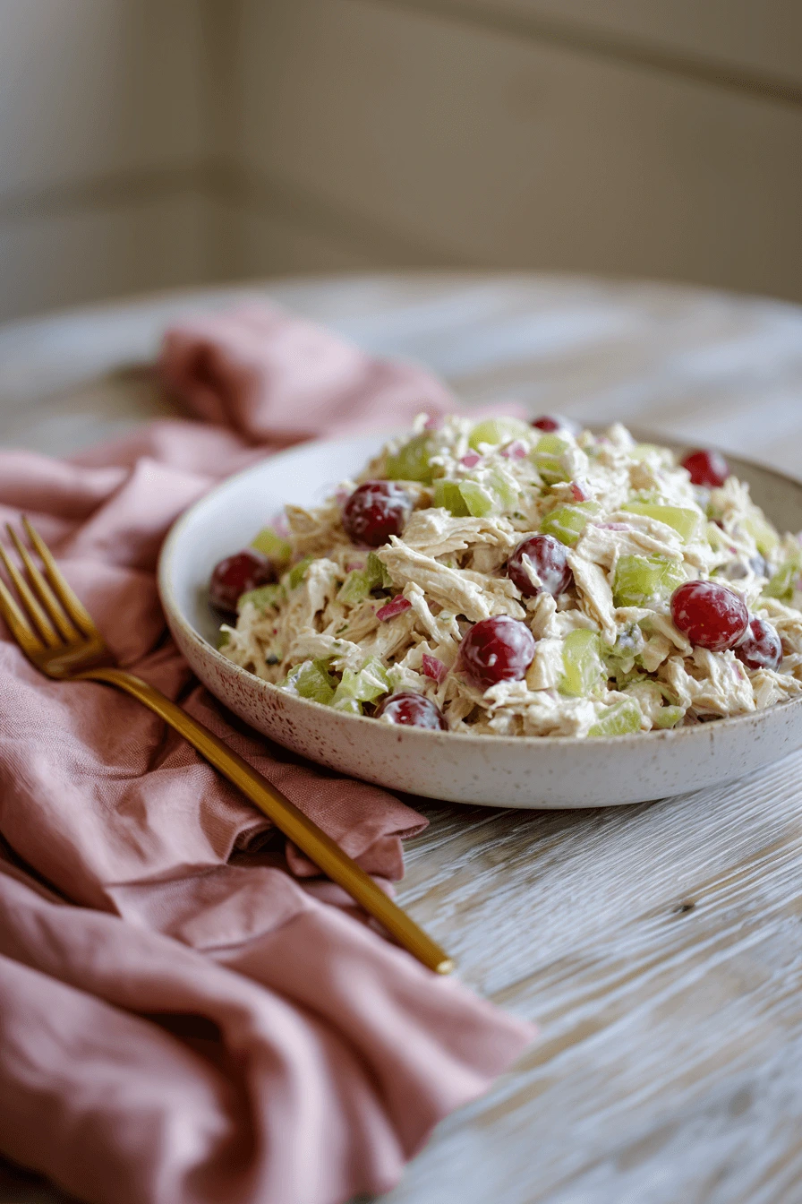 Creamy shredded chicken salad with
