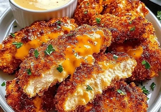 Delicious Crack Chicken served with creamy sauce and herbs