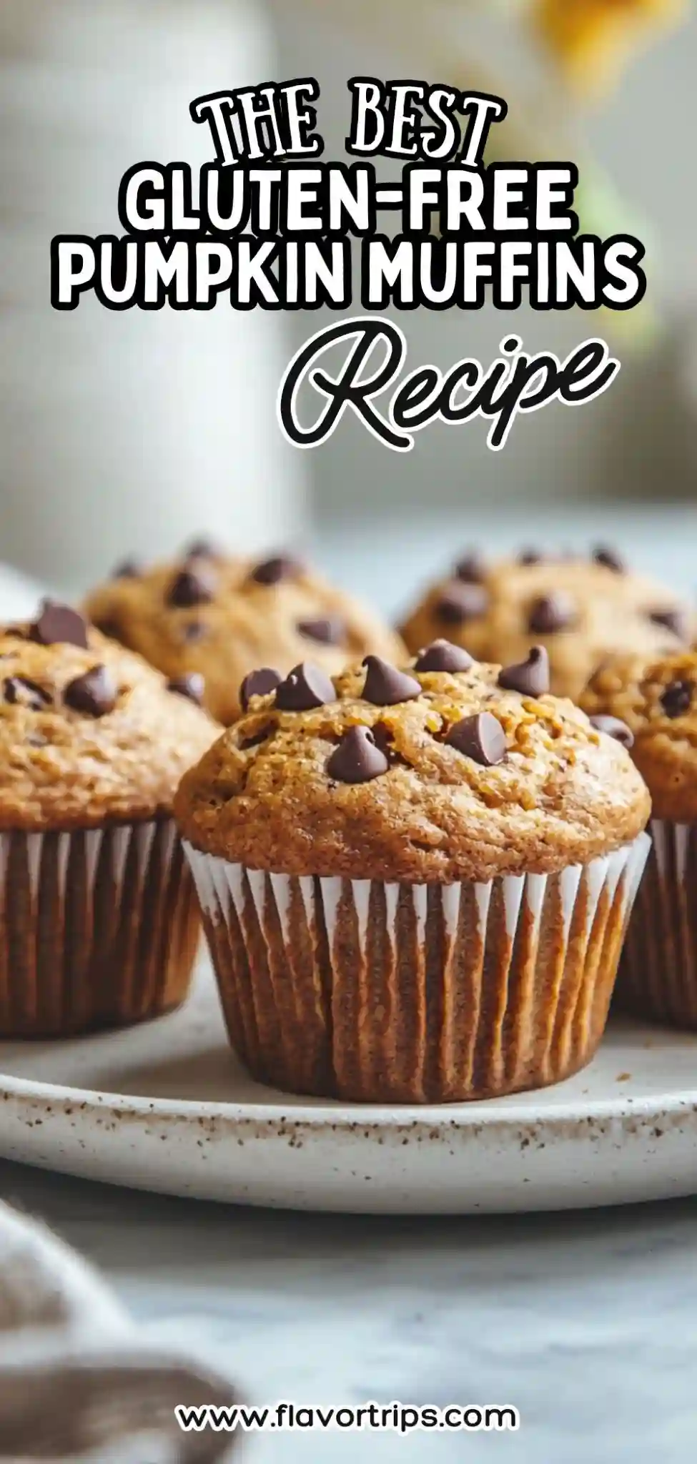 pinterest pin featuring gluten-free pumpkin muffins with bold recipe text and branding