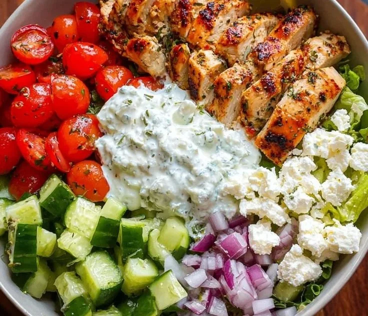 Delicious Greek Chicken Bowl with fresh ingredients and vibrant flavors