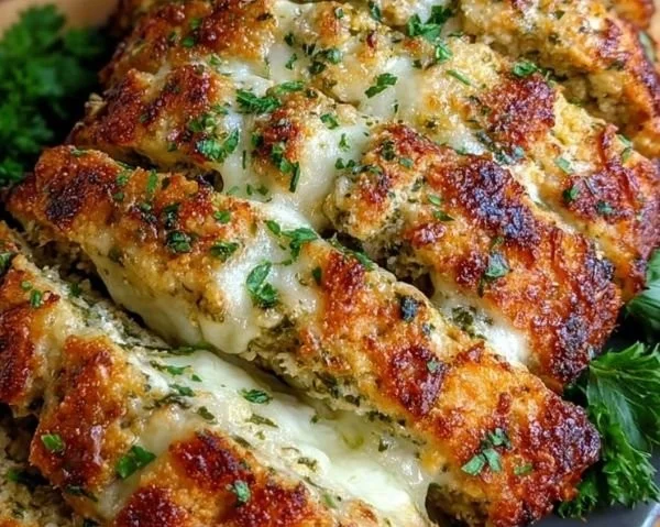 Italian chicken meatloaf served with herbs and vegetables