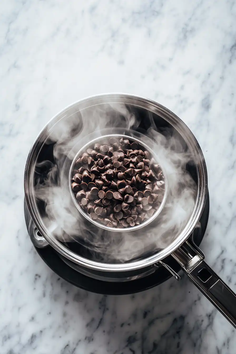 thick chocolate batter being mixed for fudgy gluten‑free brownies