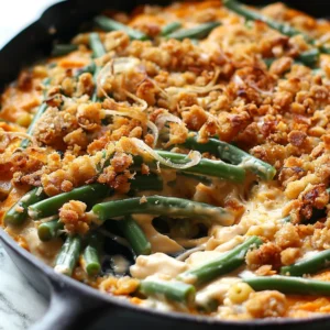 Creamy dairy-free Vegan Green Bean Casserole for Thanksgiving