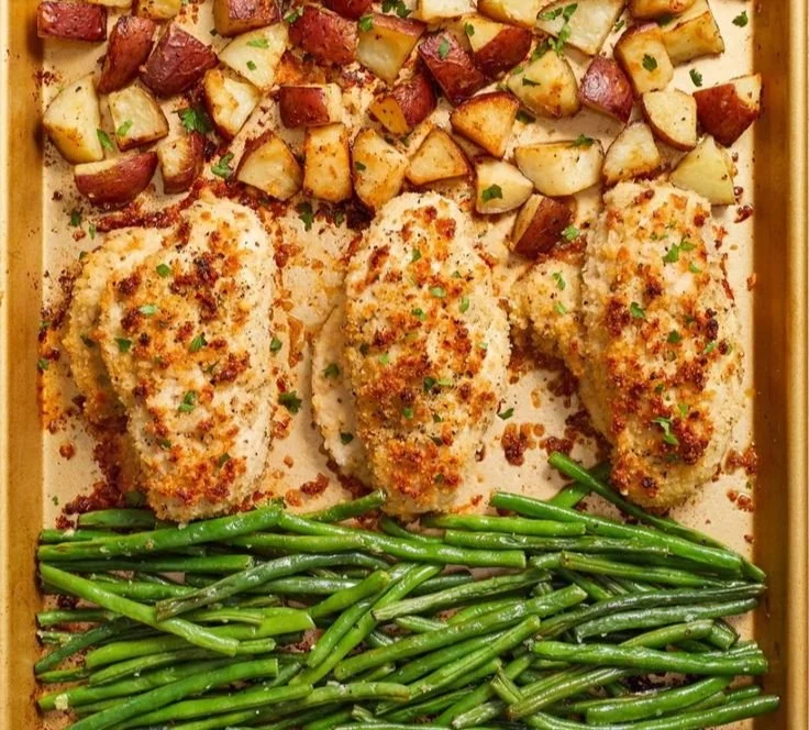 Parmesan Crusted Chicken Sheet Pan Dinner