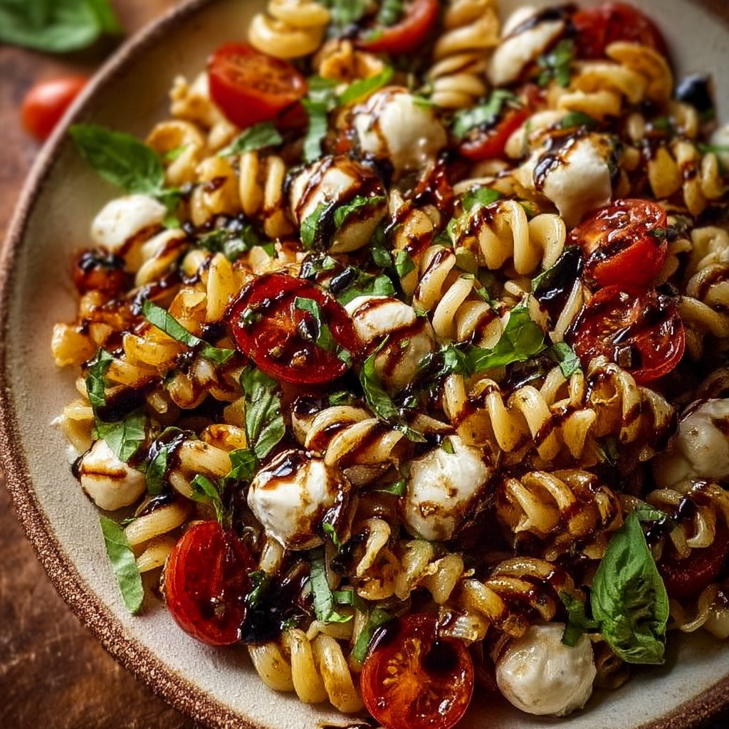 Caprese Pasta Salad with Balsamic Glaze