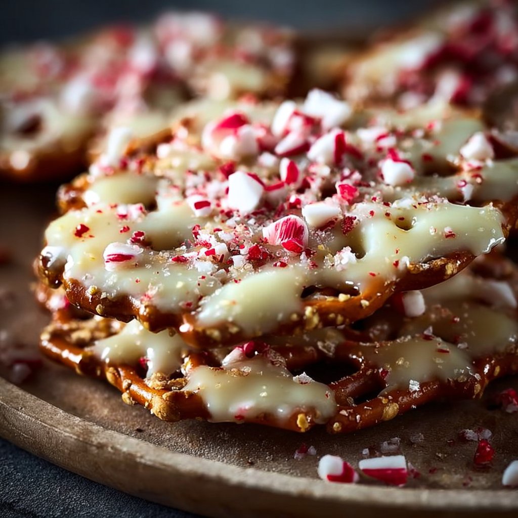 Easy White Chocolate Peppermint Pretzel Crisps