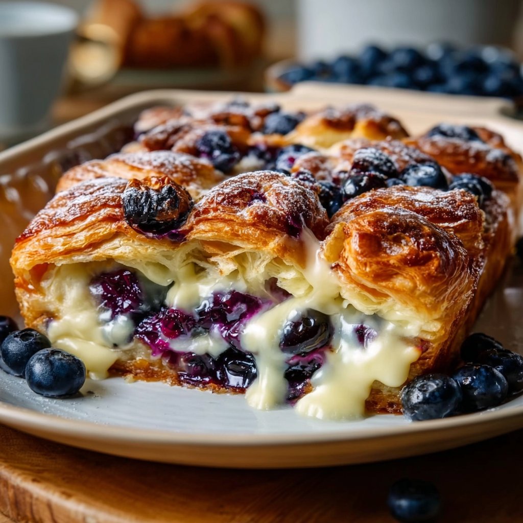 Blueberry Cream Cheese Croissant Casserole