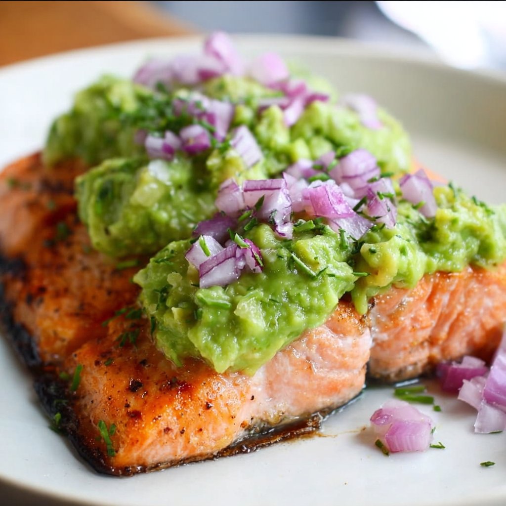 The BEST Baked Salmon with Avocado Mash
