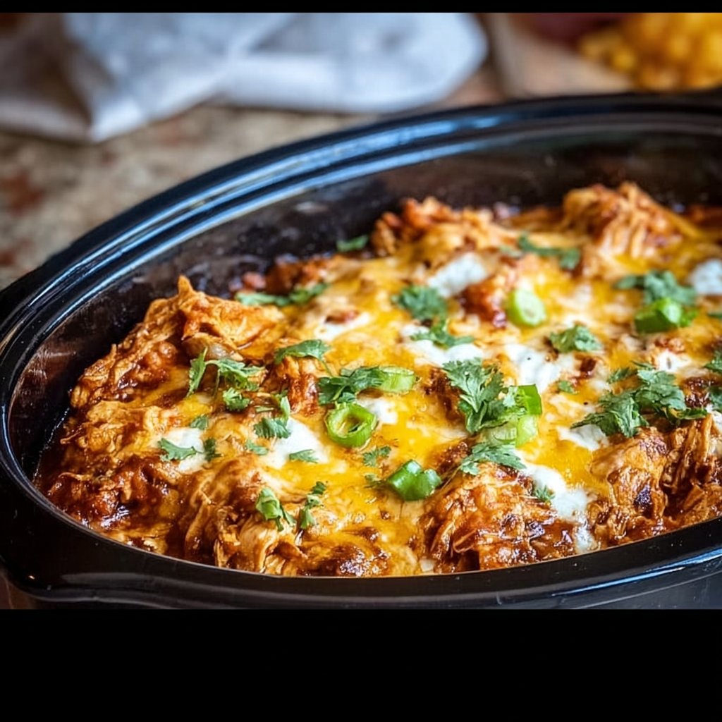 Crockpot Chicken Enchilada Casserole