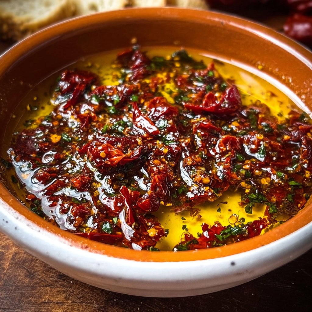 Mediterranean Sun Dried Tomato Garlic Olive Oil Dip
