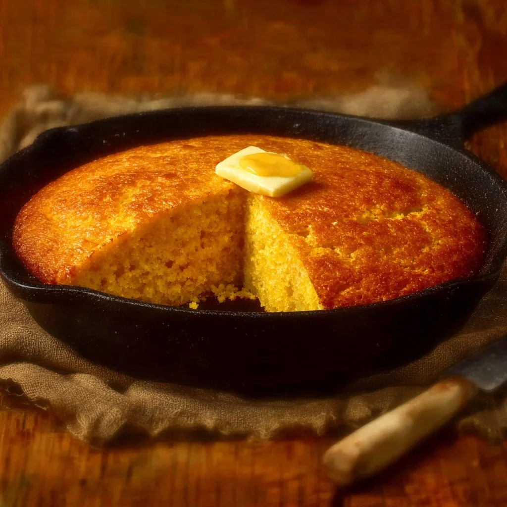 Delicious homemade cornbread recipe with a golden-brown crust
