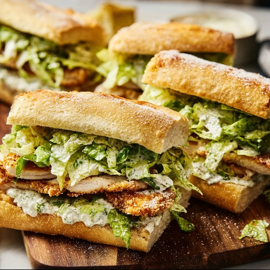 Delicious Chicken Caesar Sandwiches with crispy chicken and fresh ingredients