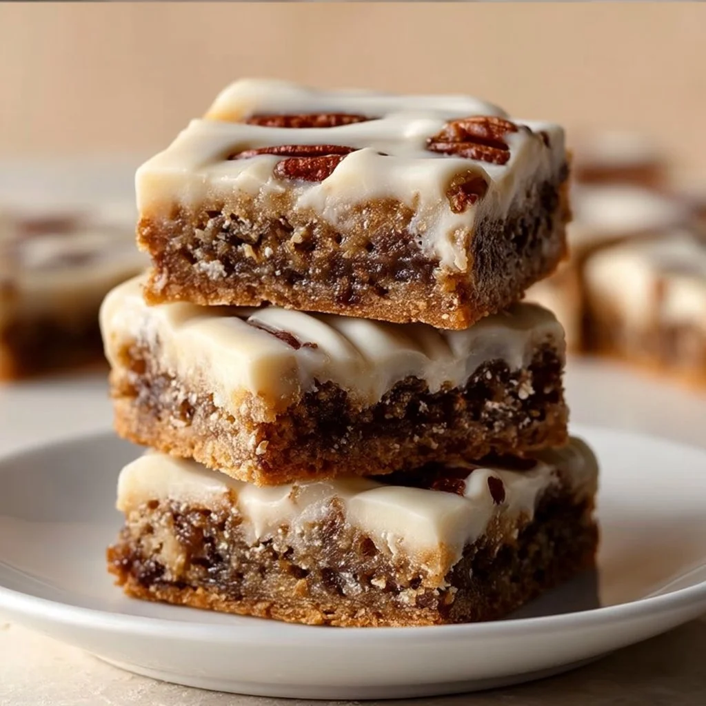 Delicious Cinnamon Roll Bliss Bars topped with icing and cinnamon sprinkles