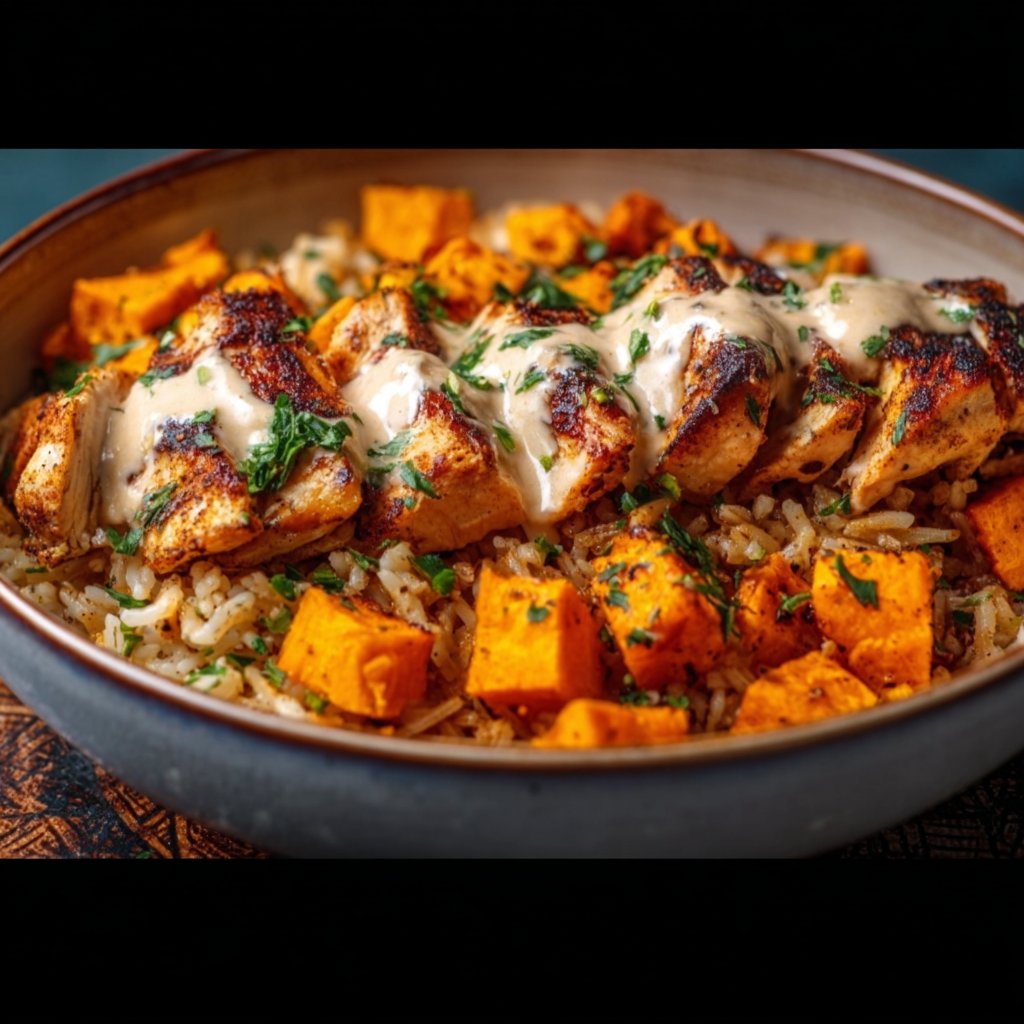 Healthy Chicken & Sweet Potato Rice Bowl