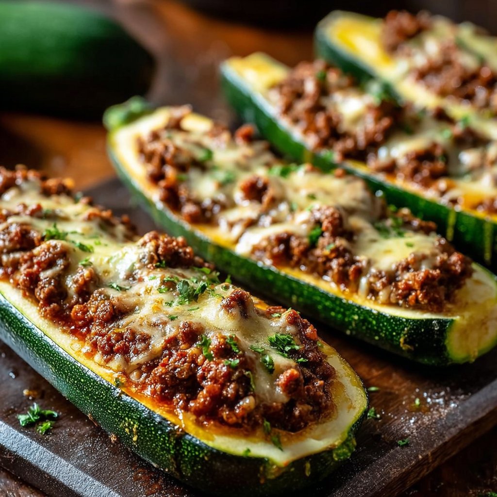 Ground Beef Zucchini Boats