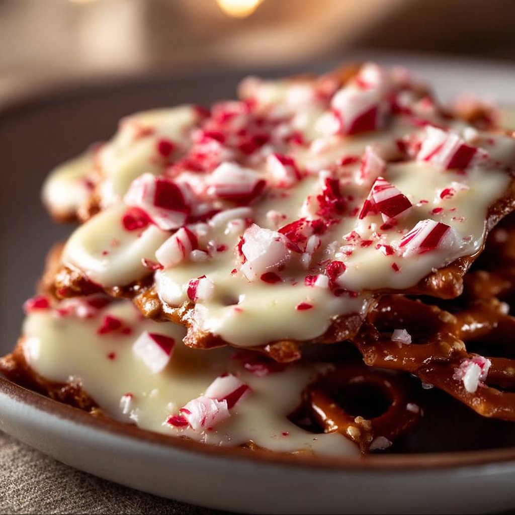 Easy White Chocolate Peppermint Pretzel Crisps