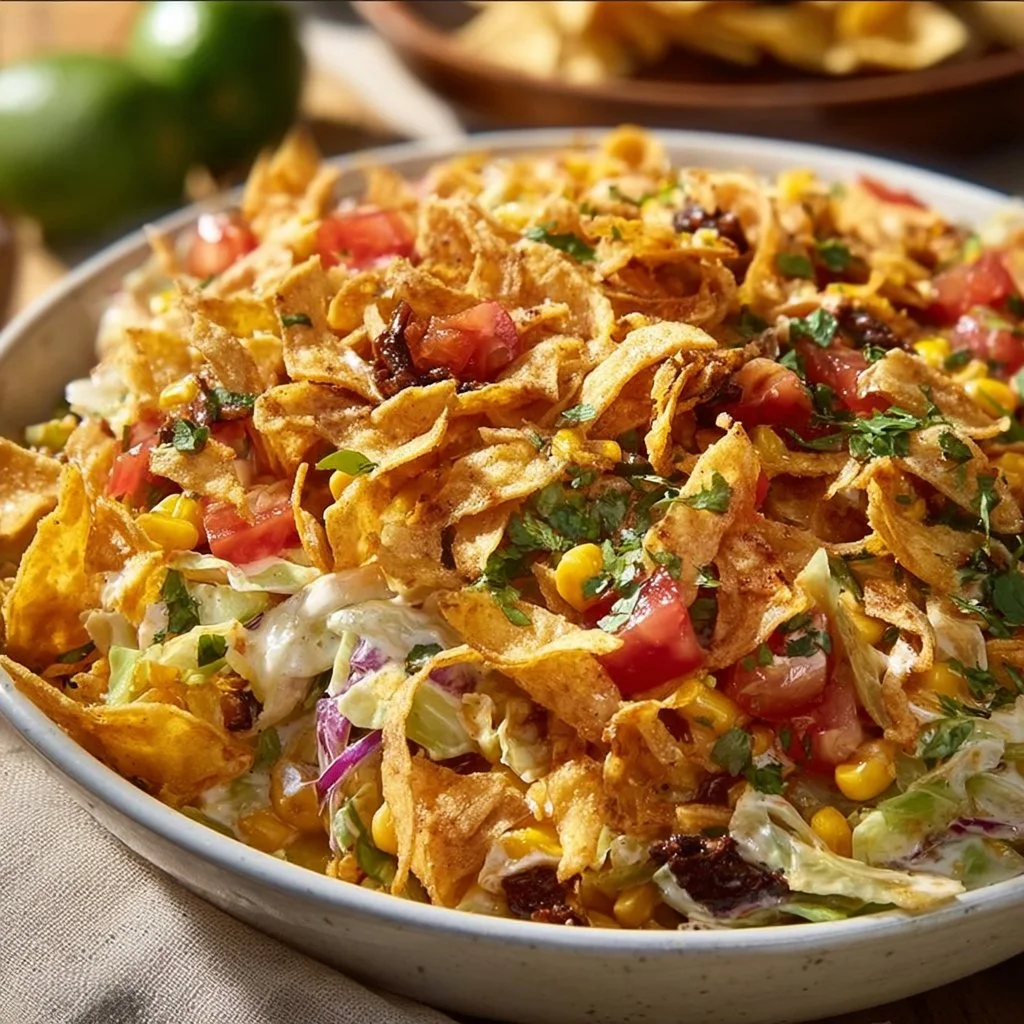 Delicious Frito Cowboy Cabbage served in a bowl with toppings