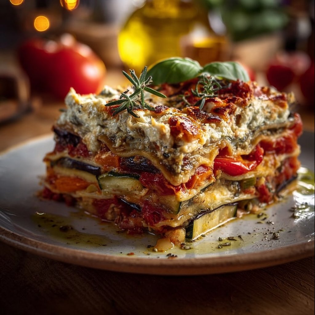 Layered Mediterranean Vegetable Lasagna with Creamy Ricotta