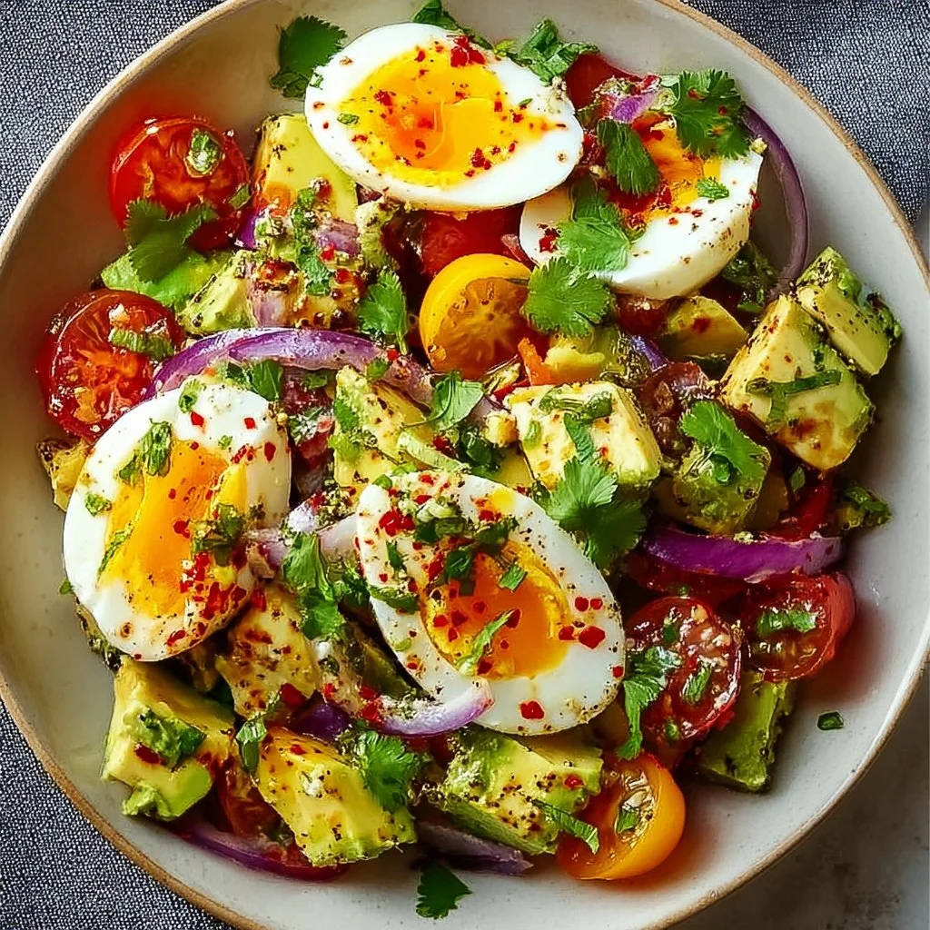 Healthy Egg Avocado Salad for post-workout nutrition and energy recovery.