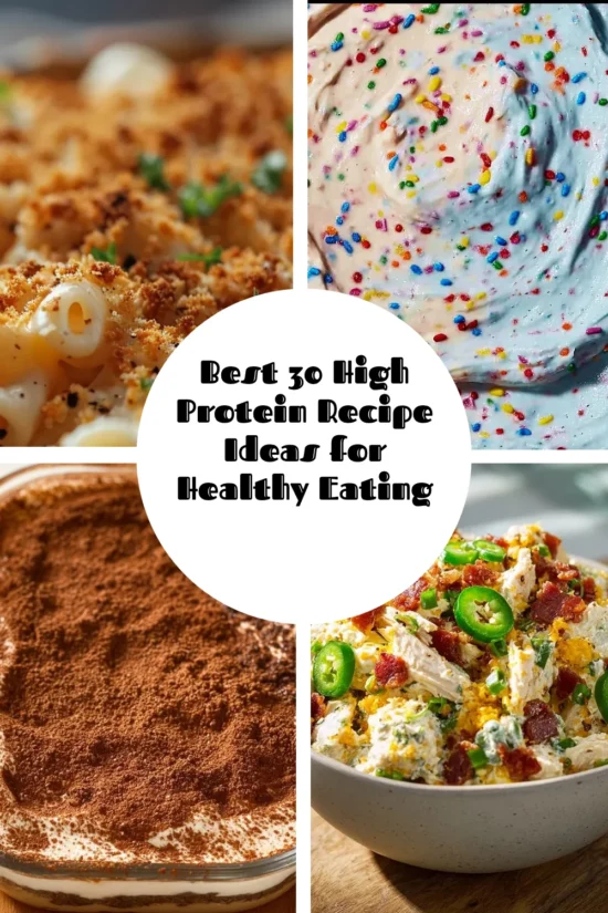 A variety of high protein recipes for healthy eating and nutrition.