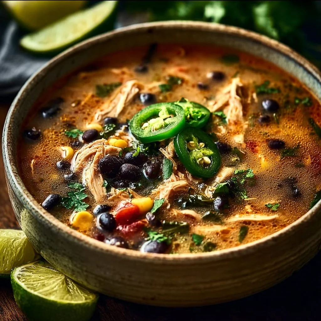 Chicken Poblano and Black Bean Soup