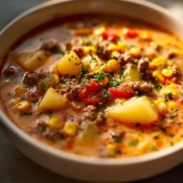 Creamy gluten-free soup in a bowl with garnishes