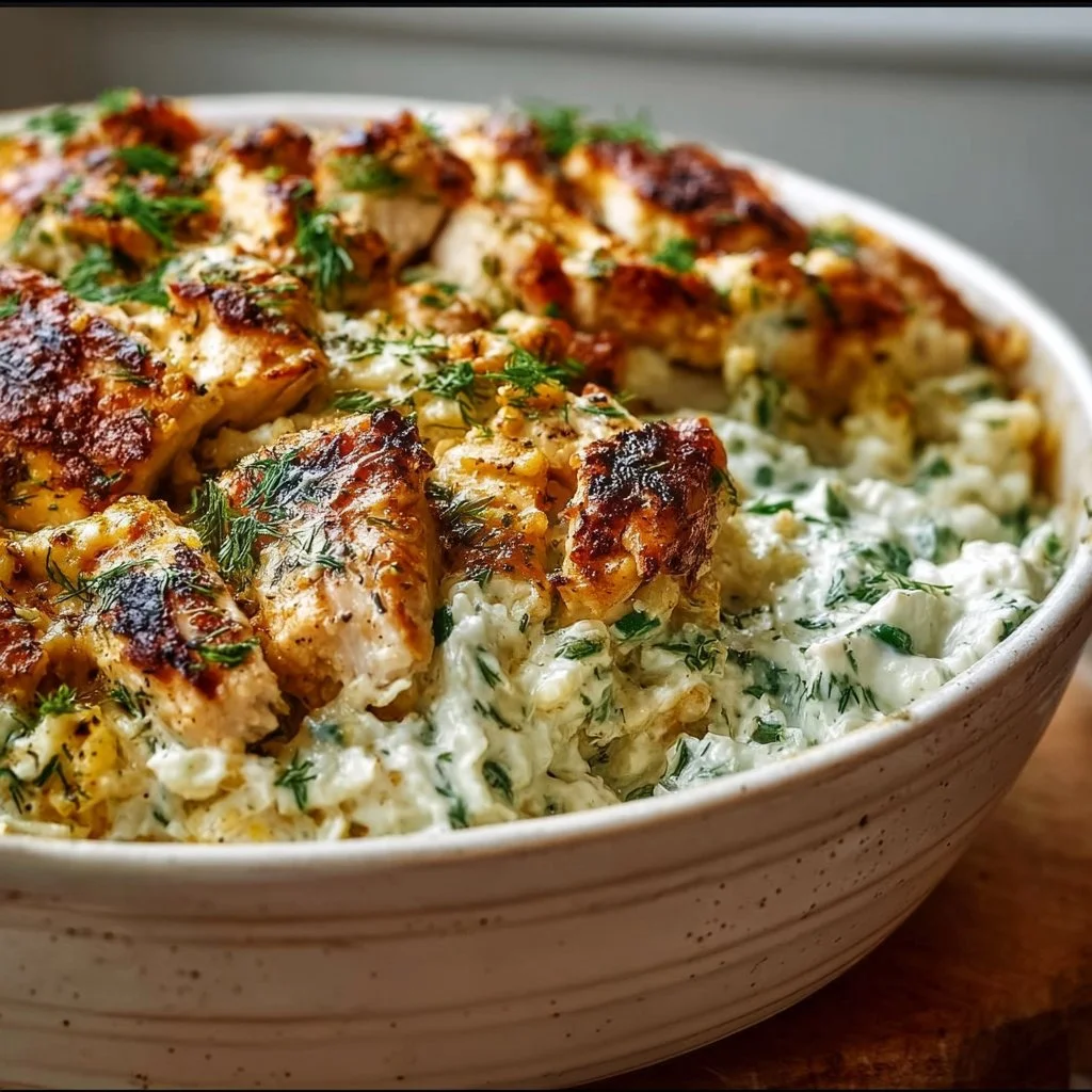 Dump-and-Bake Chicken Tzatziki Casserole