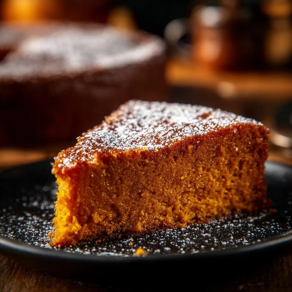 Flourless Sweet Potato Ginger Cake 1 Delicious flourless sweet potato ginger cake topped with spices and cream.