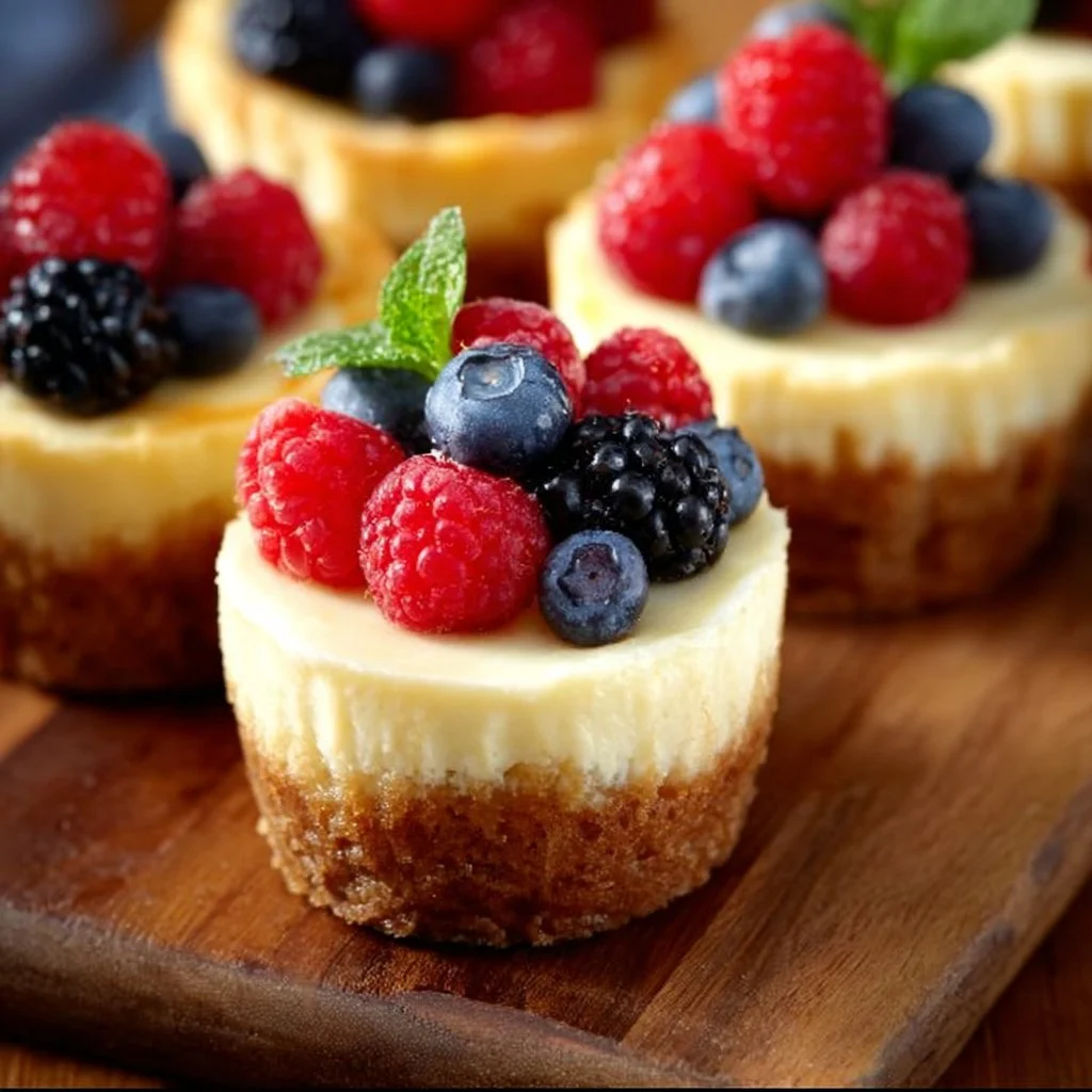 A beautiful slice of gluten-free cheesecake topped with fresh berries.