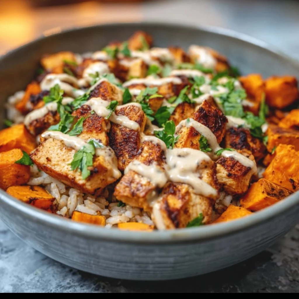 Healthy Chicken & Sweet Potato Rice Bowl