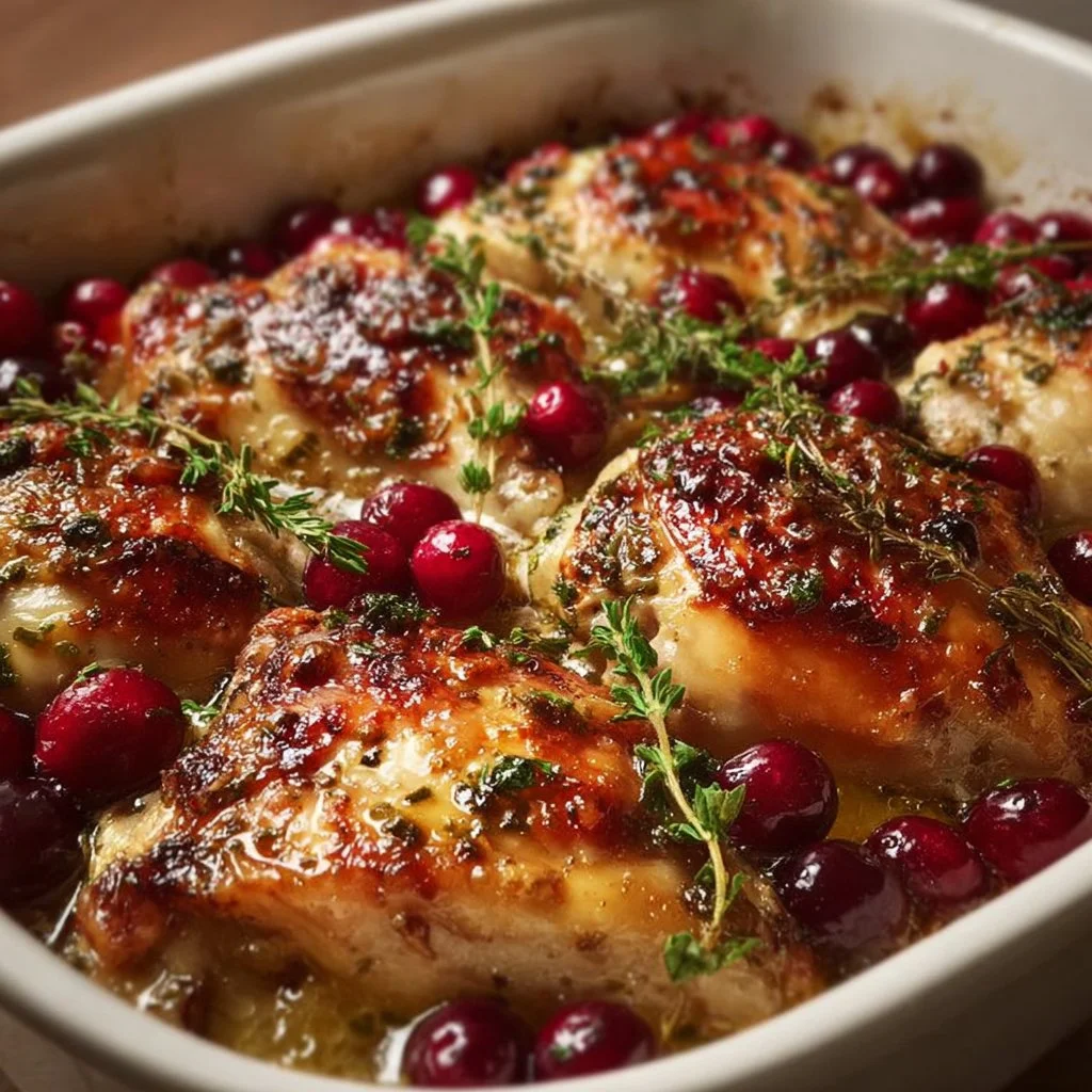 Deliciously baked cranberry chicken with festive presentation for holiday meals