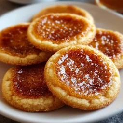 Plate of irresistible Crème Brûlée Cookies with a caramelized sugar topping