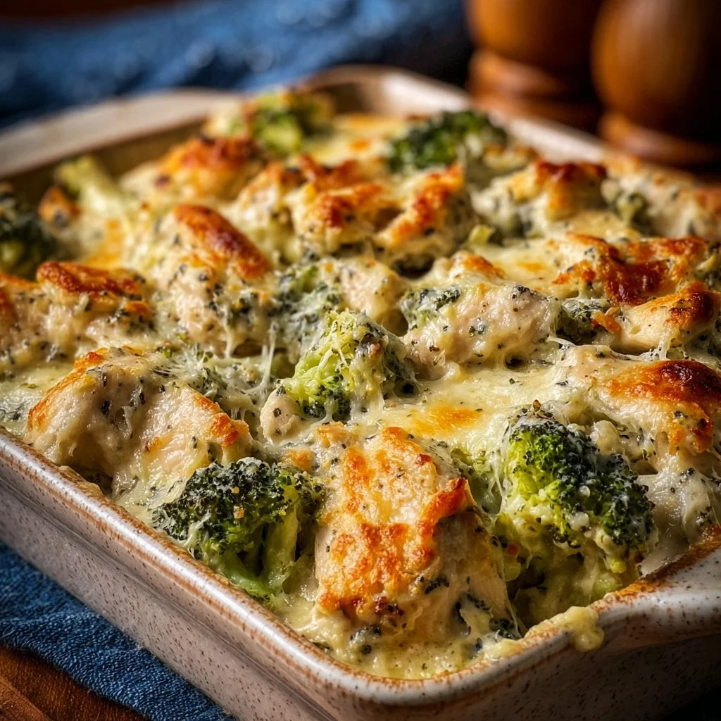 Keto Chicken Alfredo Broccoli Bake