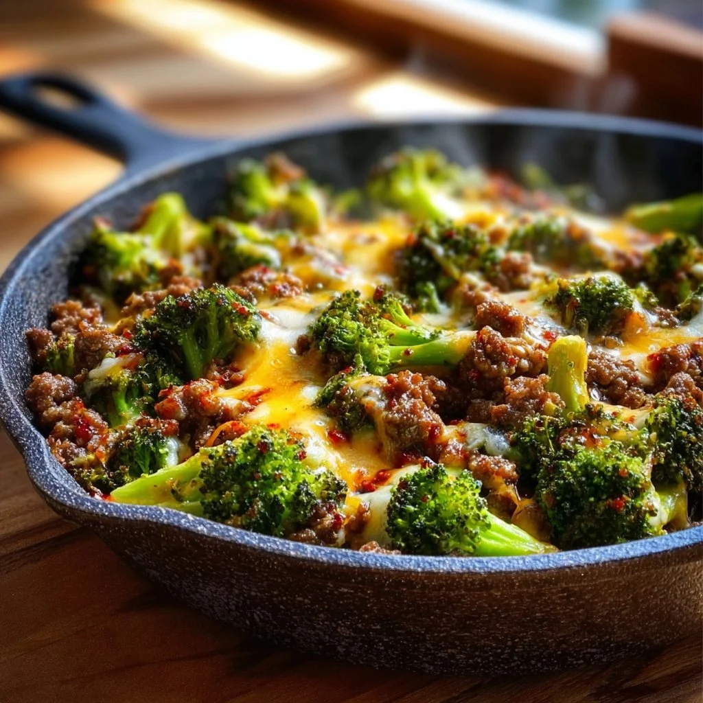 Keto Hamburger Broccoli Skillet