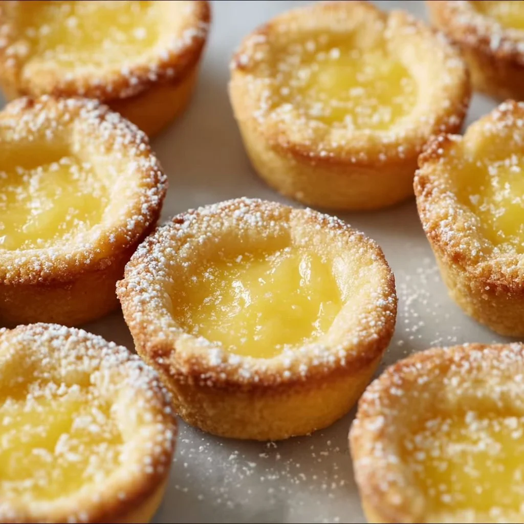 Lemon bar cookie cups with a zesty lemon filling and buttery crust