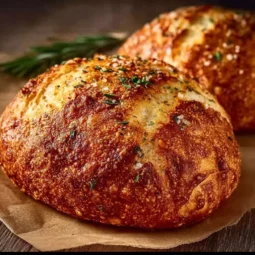 Perfectly baked parmesan garlic bread with a golden crust and fresh herbs