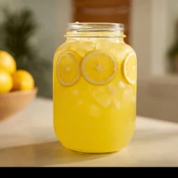 Refreshing homemade pineapple lemonade in a glass with tropical garnishes.