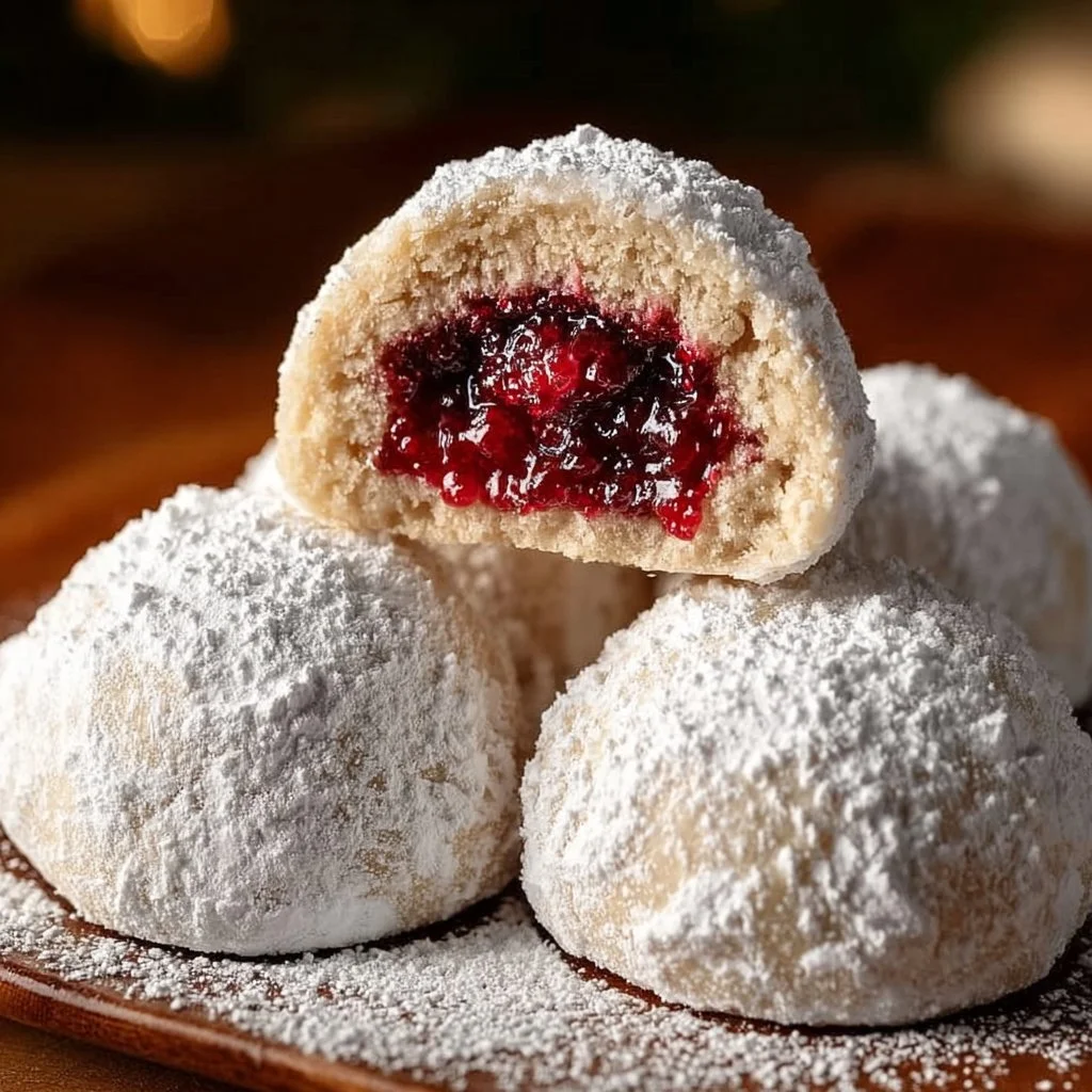 Raspberry Filled Almond Snowball Cookies for Sweet Moments