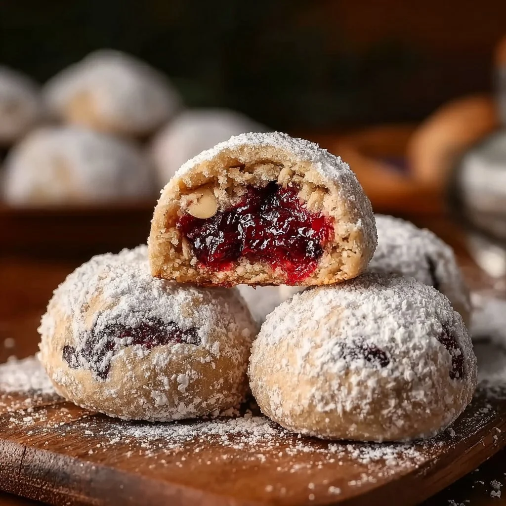 Raspberry Filled Almond Snowball Cookies for Sweet Moments