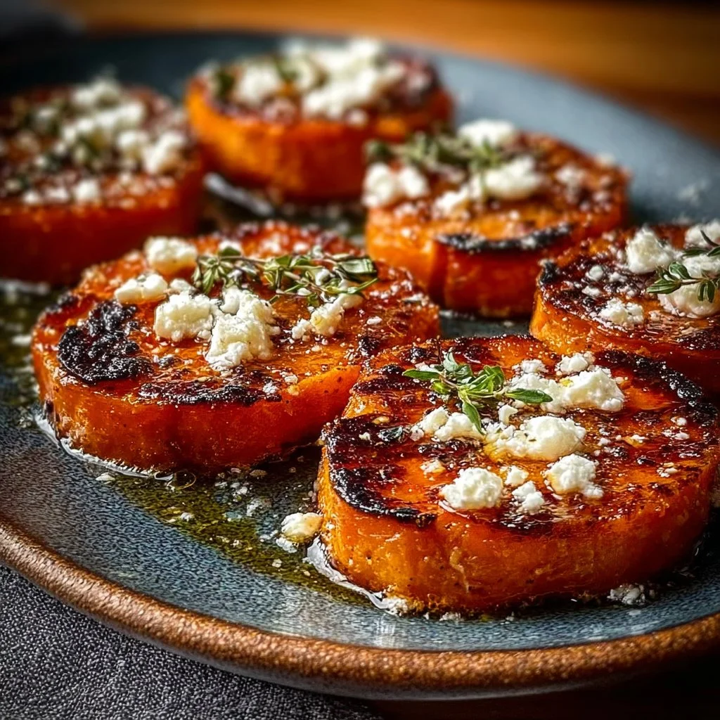 Roasted Sweet Potato Rounds with Honey Feta