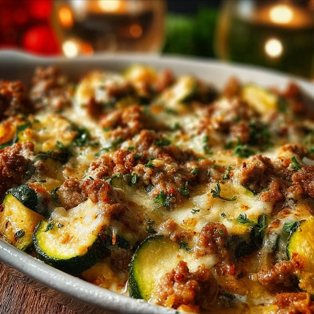Savory Ground Turkey Zucchini Casserole